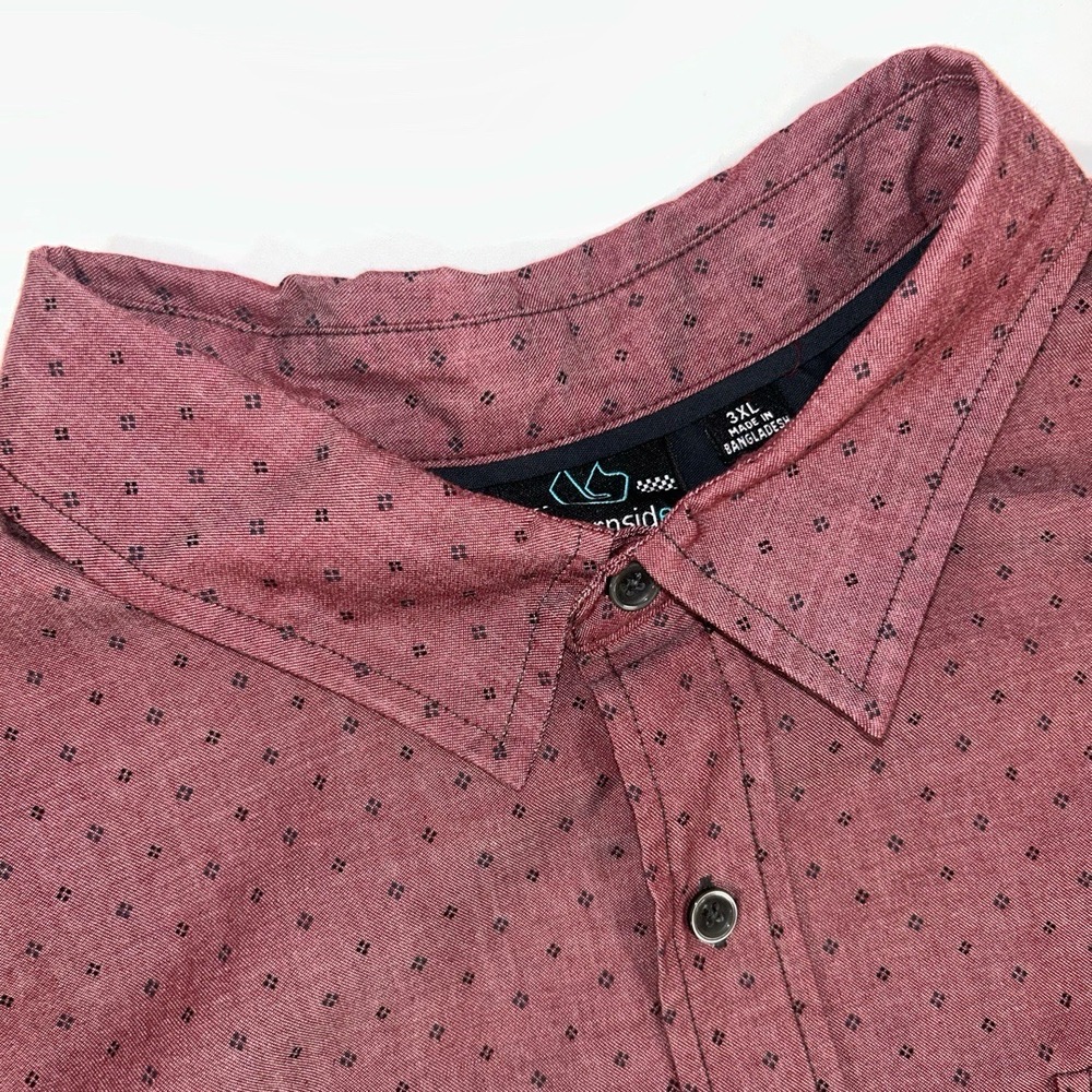 Burnside Mens 3XL Short Sleeve Button Up Reddish Brown Patterned Soft